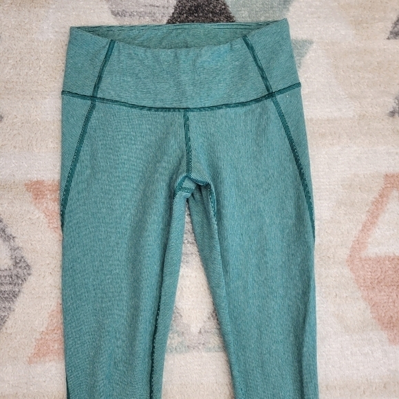 Lululemon Wunder Under Leggings Green  Heathered Menthol Wee Stripe Size 6 - Picture 6 of 8